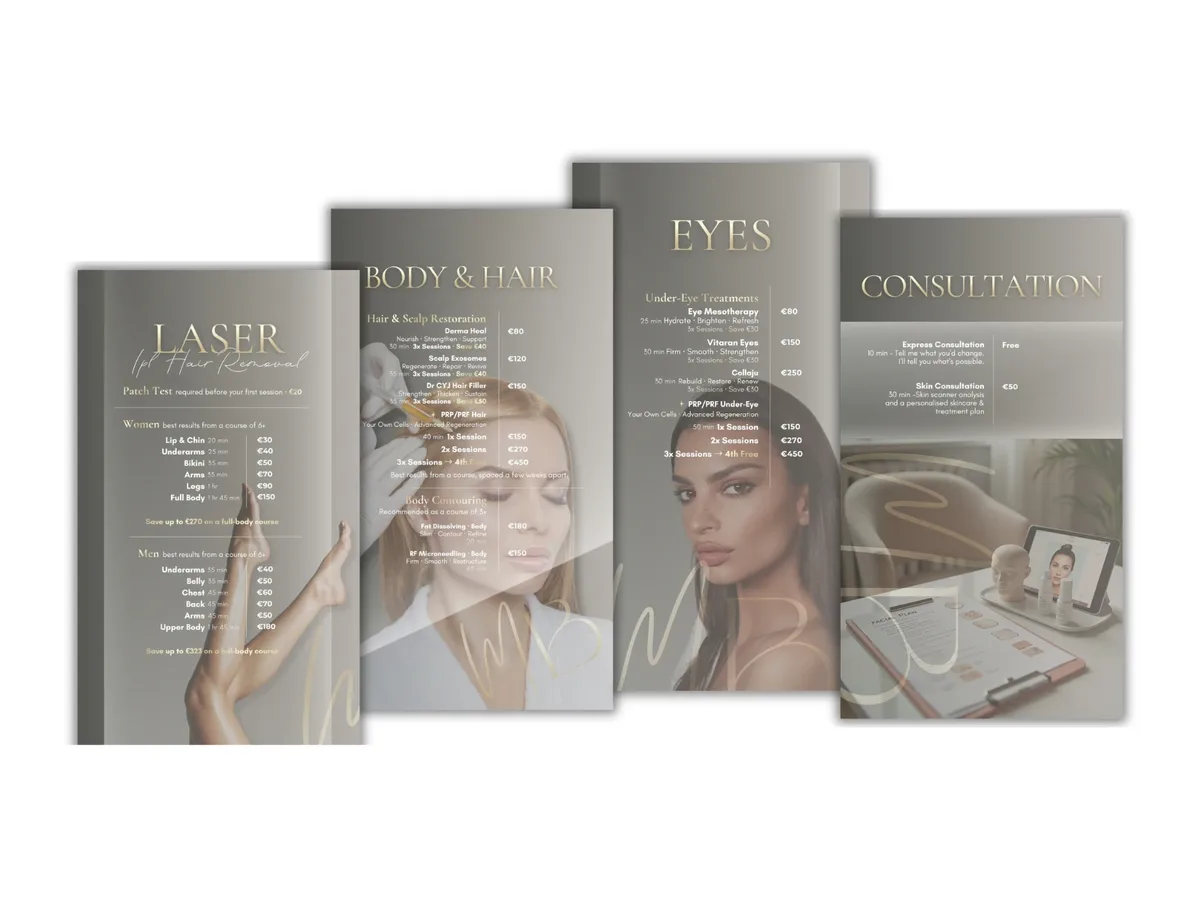 Mirabell Aesthetics price lists: laser, body and hair, eyes, consultation
